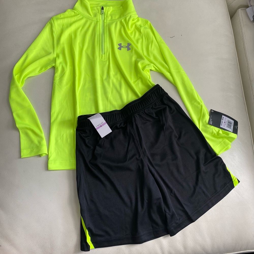 Under Armour Kids Bright Lime and Black Set 7234 - Picture 2 of 3